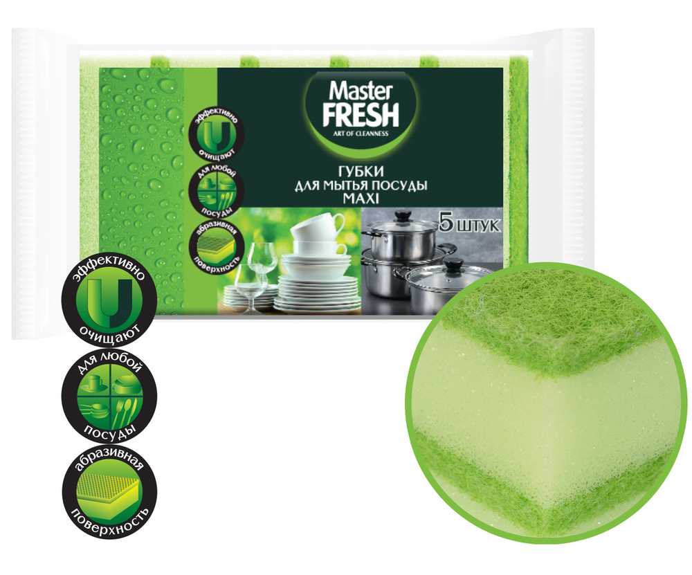 Мастер Фреш MAXI 5 шт. Губки  для посуды
