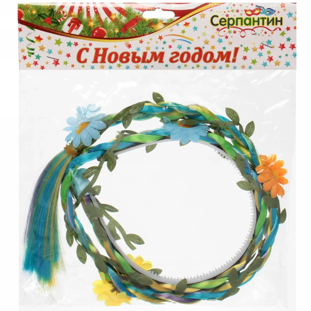 Ободок карнавальный с косичкой «Радуга»