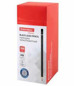 Карандаш чернографитный BRAUBERG, 1 шт., "Touch line", НВ, корпус черный, заточенный, 180621