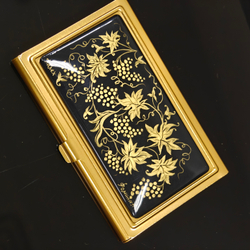 Коллекционная визитница "Золотой виноград" с ручной росписью Палех в футляре