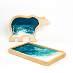 Набор деревянных менажниц из кедра для подачи блюд и закусок "мишка" и "поднос". MGN9