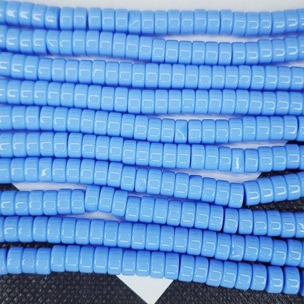 Бусины шайбы, рондель, васильковый, лэмпворк, стекло, р-р 6мм, цена за набор 10 шт