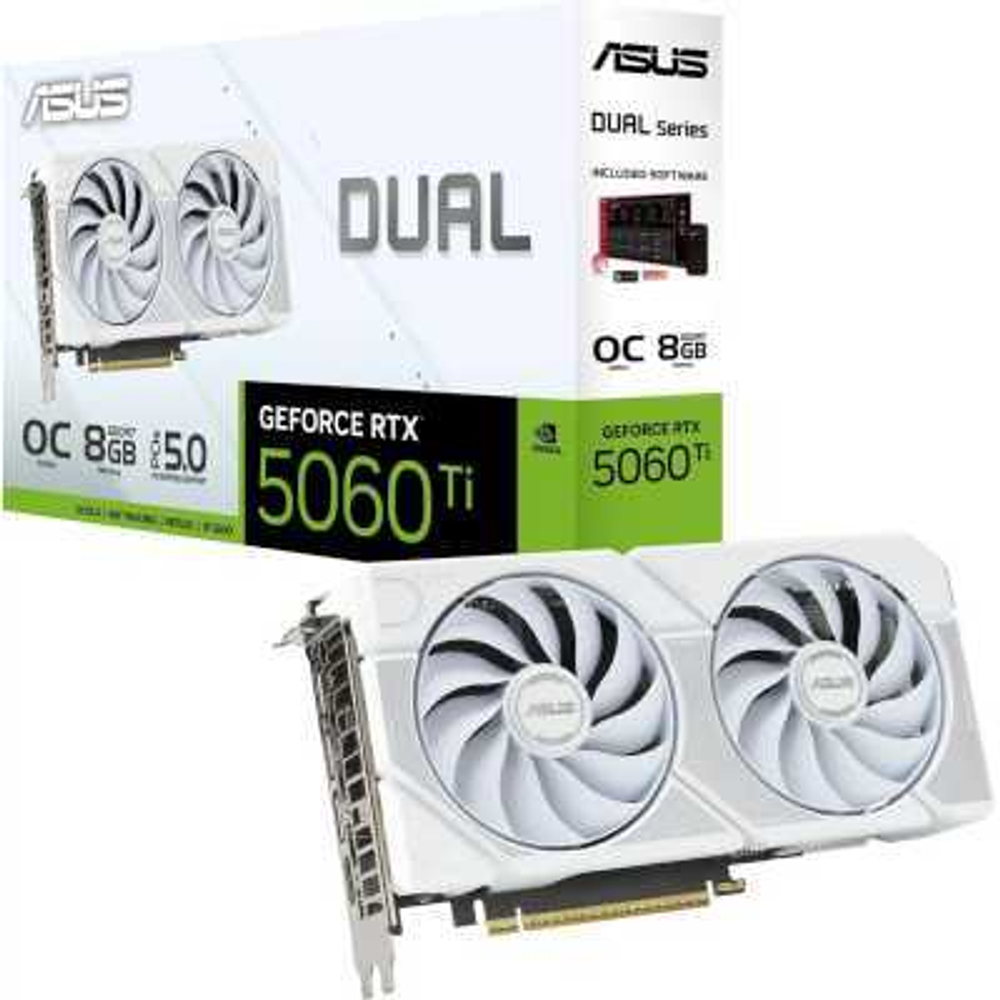 Видеокарта ASUS nVidia GeForce RTX 5060 Ti 8Gb DUAL-RTX5060TI-O8G-WHITE
