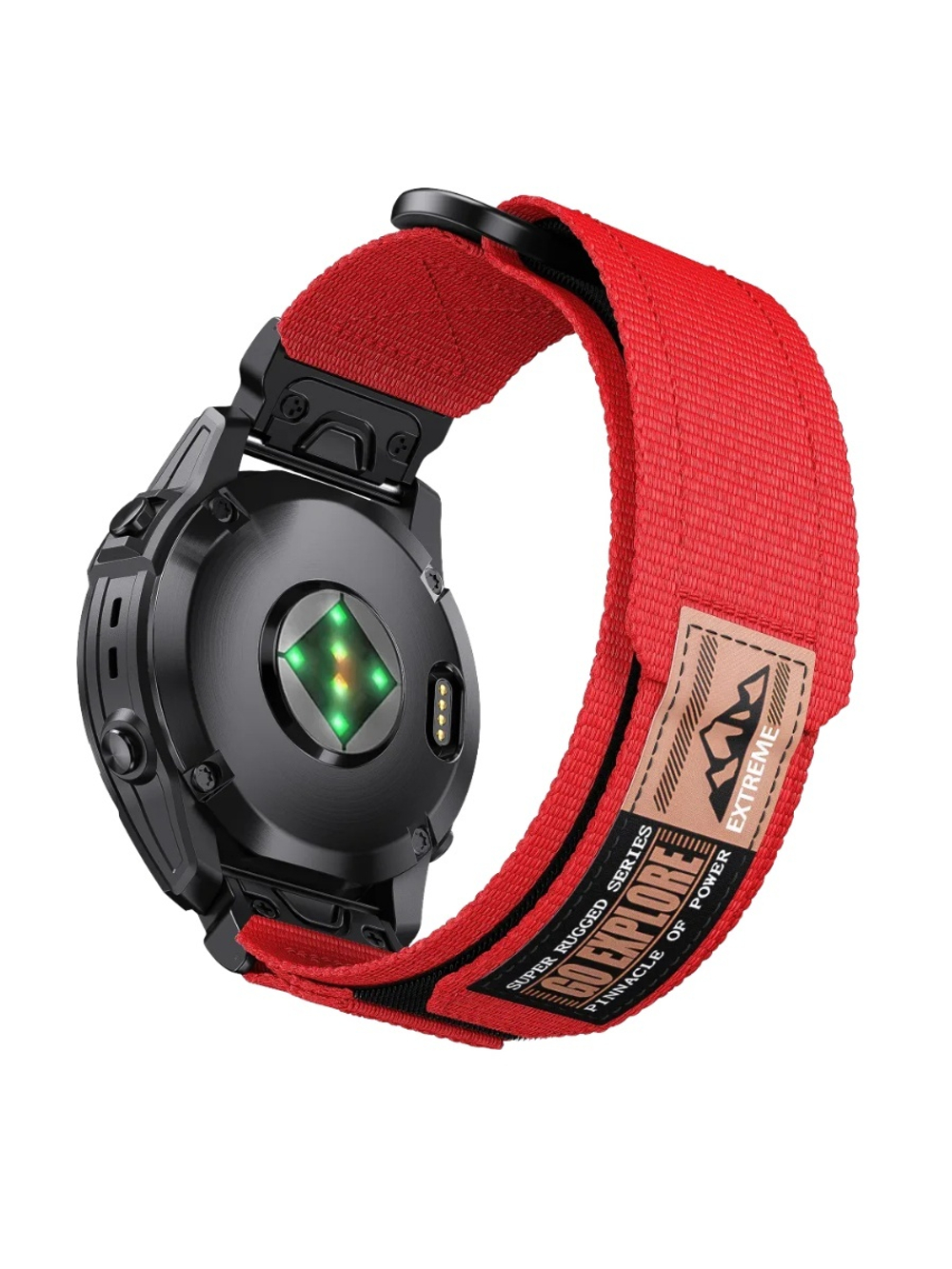 Нейлоновый ремешок 22 мм для Garmin (циферблат 47 мм) QuickFit на липучке (Красный)
