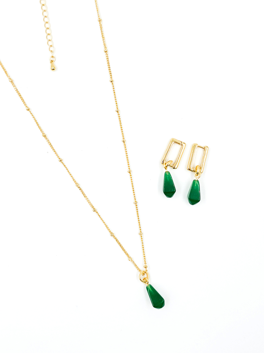 Комплект серьги и подвеска из натурального камня агат