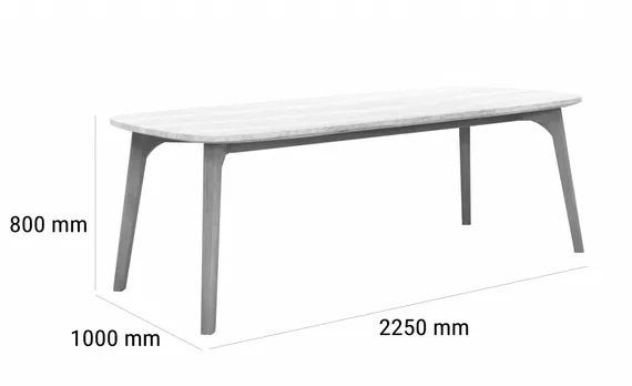 Комплект уличной мебели Mali из массива эвкалипта и травертина, стол 225х100 см, 8 стульев