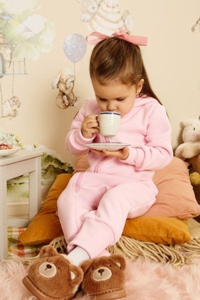 Комбинезон из футера утепленный (ярко-розовый) открытые ножки