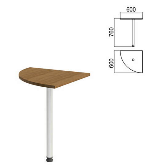Стол приставной угловой "Арго", 600х600х760, орех/опора хром (КОМПЛЕКТ)