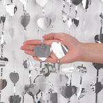 Занавес «Сердца» серебро, металлик, 100х200 см