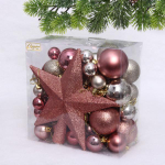 Набор ёлочных украшений "Christmas morning" 48 предметов, rose gold/champagne (Серпантин)