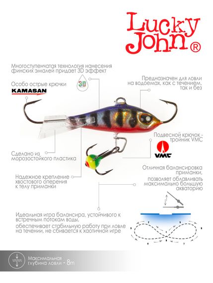 Балансир Lucky John BALTIC 4 с тр. 40мм/114 блистер