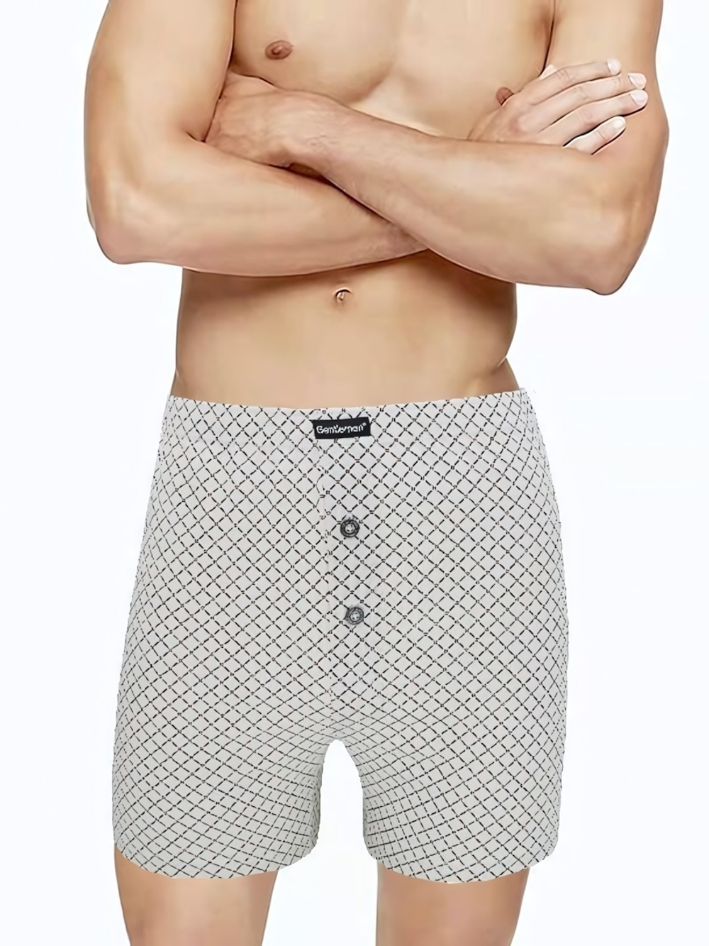 Хлопковые мужские трусы-боксеры с рисунком-сеткой (Размер: M)