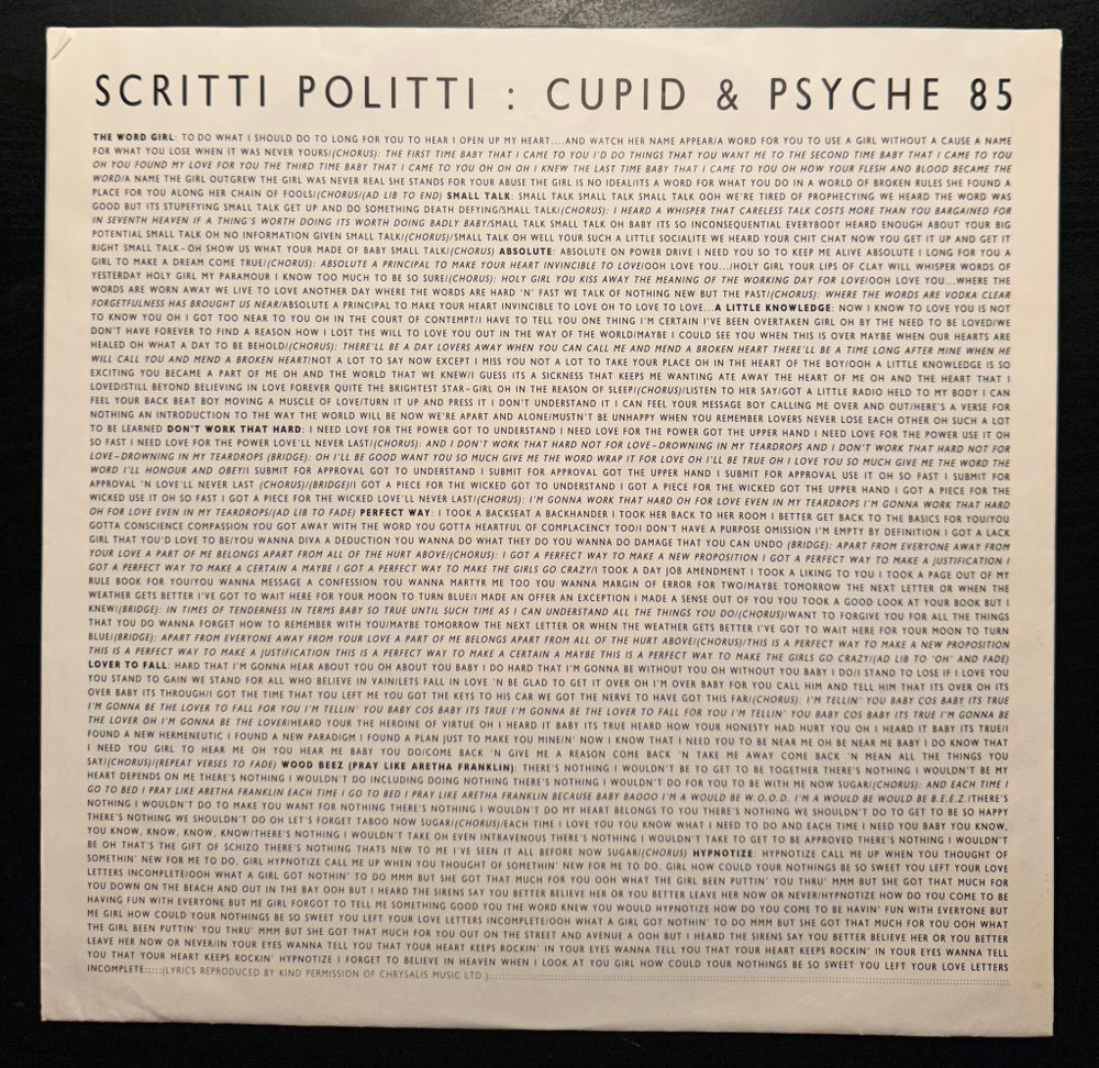 Scritti Politti - Cupid & Psyche 85 (Европа 1980г.)