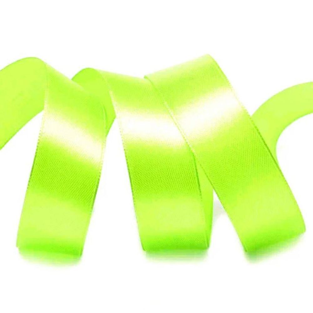 Лента атласная 25 мм (23 метра, цвет №58 Желтый Неоновый)