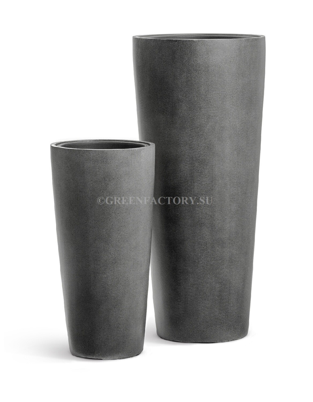 Кашпо TREEZ Effectory - Beton - Высокий конус - Темно-серый бетон