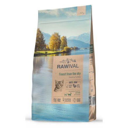 Сухой корм RAWIVAL для котят с уткой и индейкой - 1,7 кг