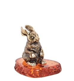 Народные промыслы AM-1530 Фигурка «Зайчик» (латунь, янтарь)