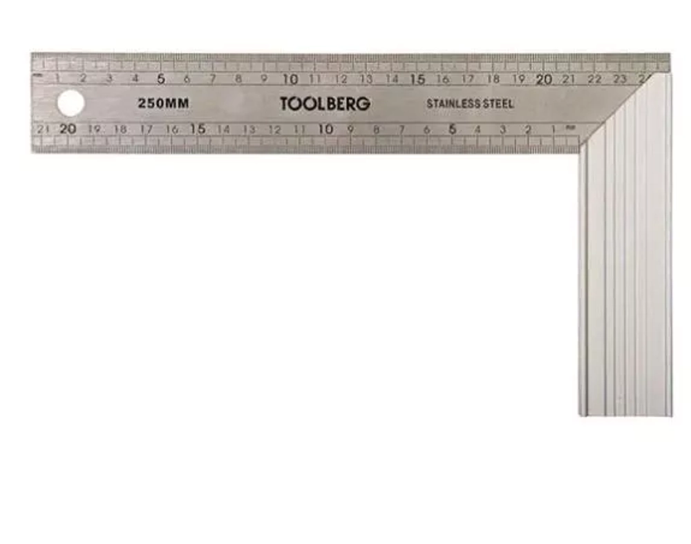 Угольник алюминевый,нержавеющее полотно 250мм TOOLBERG PROFI 2507125
