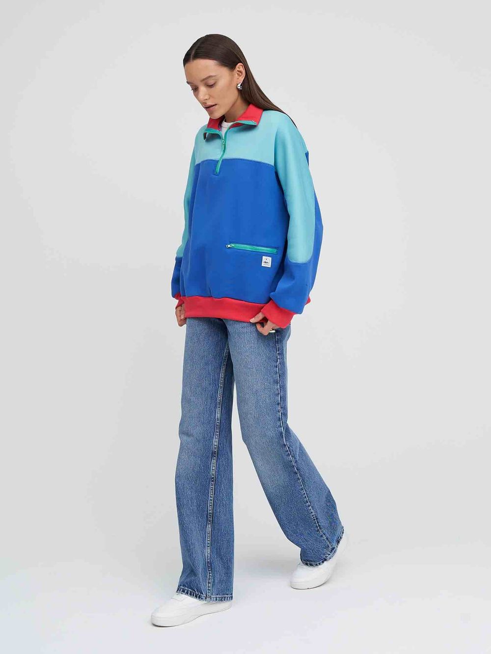 Толстовка Kefirmaykifer на молнии сине-бирюзовая