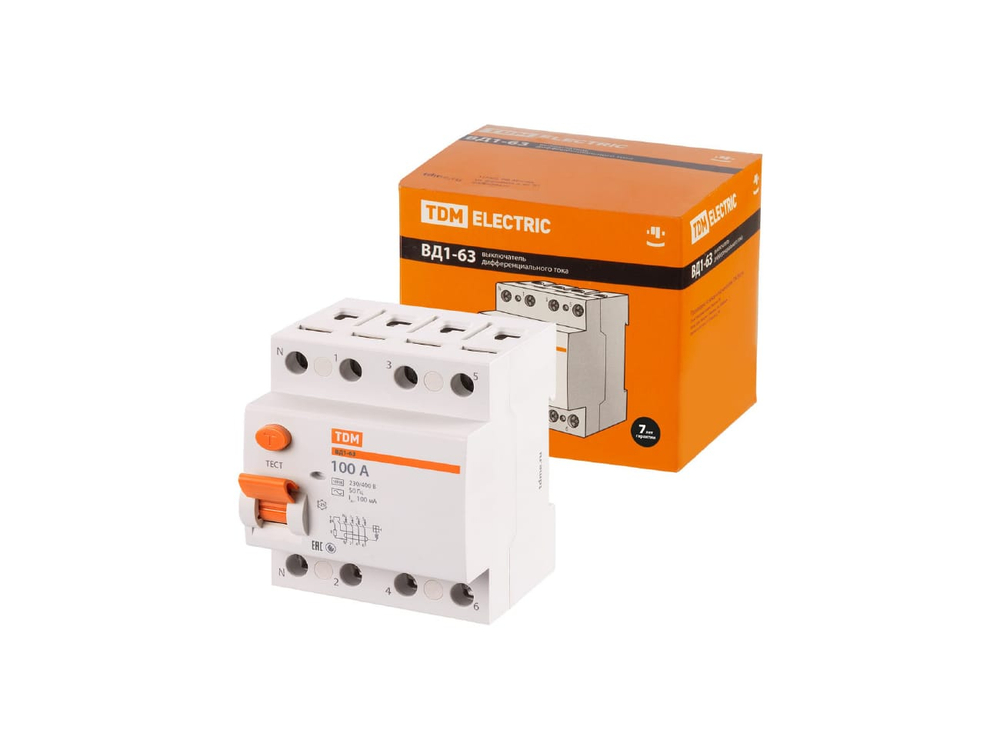 УЗО ВД1-63 4Р 100А 100мА TDM