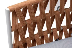 "Диего" диван 2-местный плетеный из роупа, каркас алюминий светло-серый (RAL7035) муар, роуп оранжевый меланж круглый, ткань светло-серая