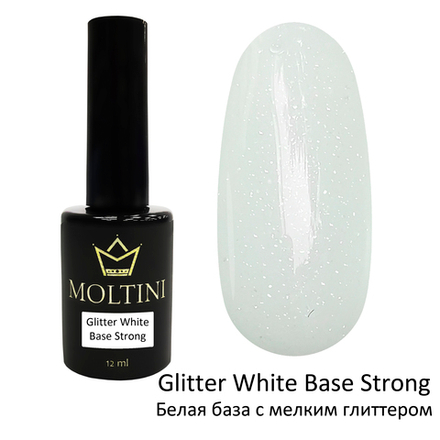 Каучуковая камуфлирующая база Moltini Glitter White Base Strong, 12 ml