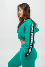 Худи CROPPED ZIP-UP HOODIE ICONIC 254 Зеленая