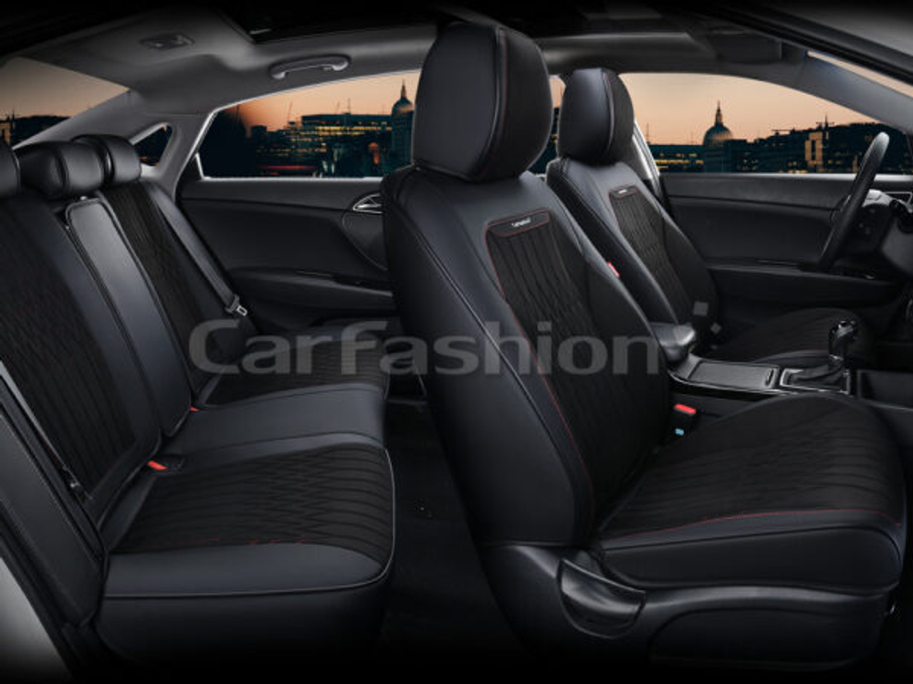 Чехлы на сидения CarFashion каркас 5D«GOTHIC PLUS» 27293 -Экокожа черный/черный/красный