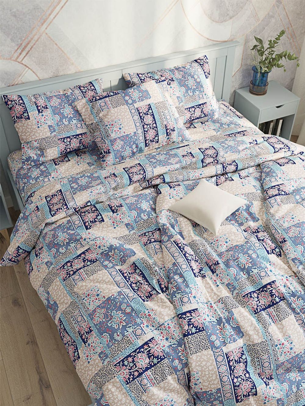 Простынь Сказка "Лоскутная мозаика" 240х215 см, перкаль