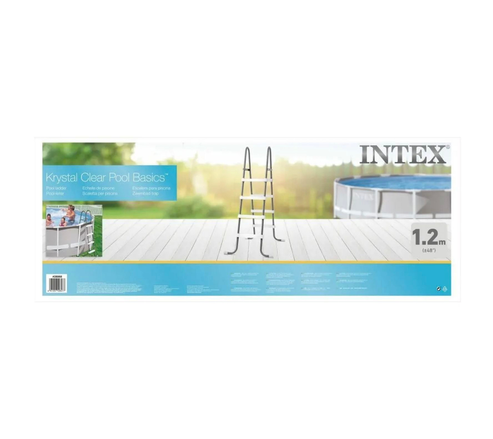Лестница для бассейна Intex, четырехступенчатая с площадкой, цвет серебристый