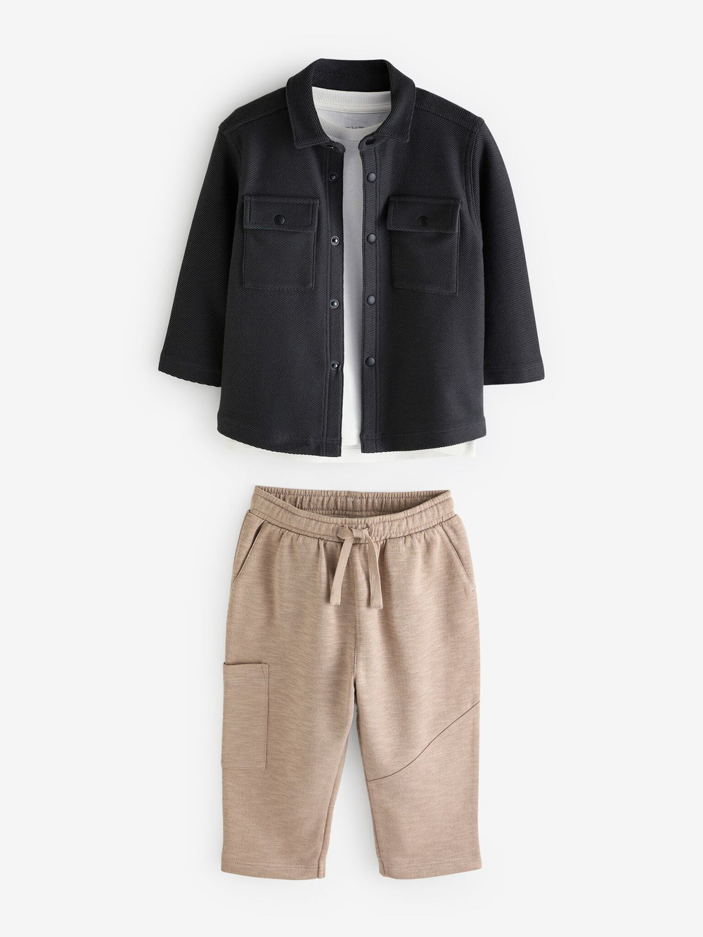 Комплект из трех предметов для мальчика Next B47-200, Темно-серый, Белый, Песочный