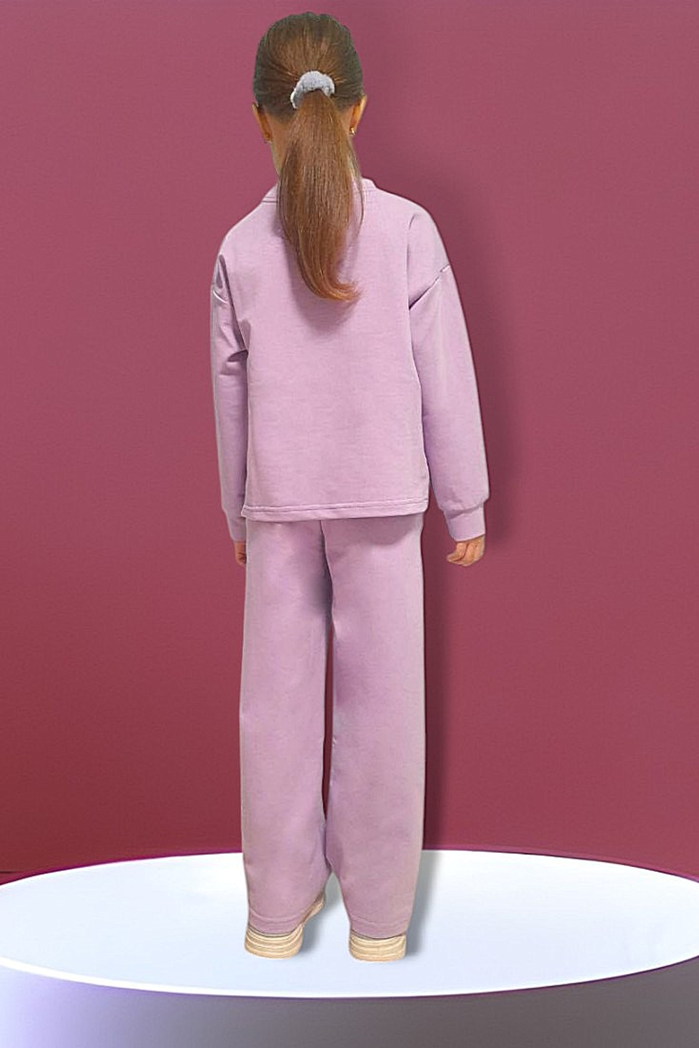 11587 Комплект детский (брюки палаццо + лонгслив) футер 2-х нитка лиловый (68-134/140)