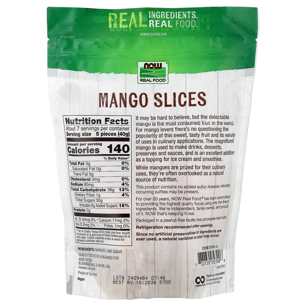 NOW Foods, Real Food, ломтики манго, 284 г (10 унций)