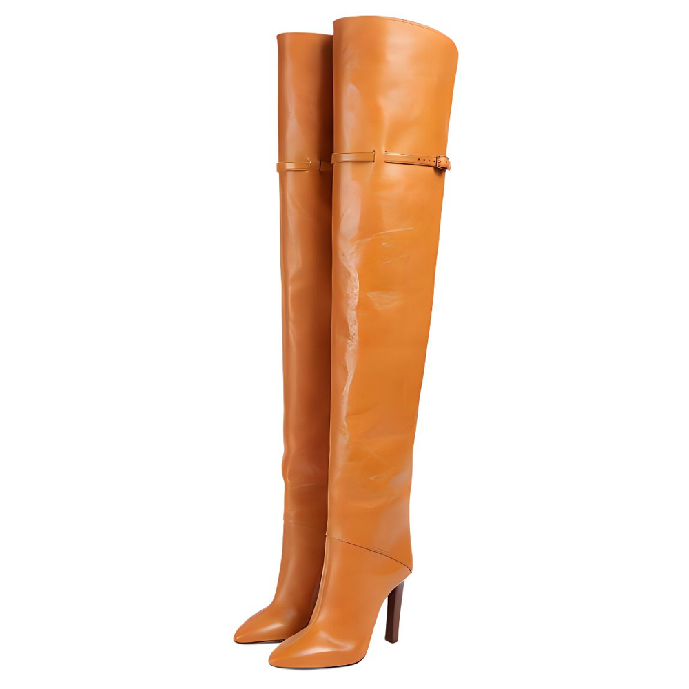 SAINT LAURENT Jane Over The Knee Boots 11cm Women"s Orange