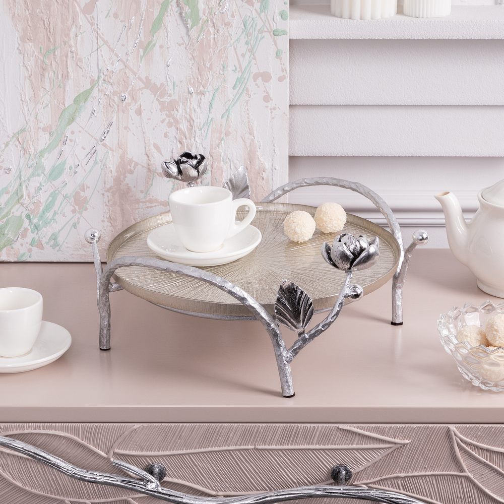 Фруктовница-конфетница Нимфея (поднос) Античное Серебро Серебряный