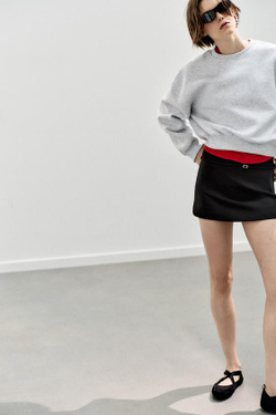 ZARA БАЗОВАЯ ТОЛСТОВКА ИЗ МЯГКОЙ ТКАНИ, СЕРЫЙ МЕЛАНЖ