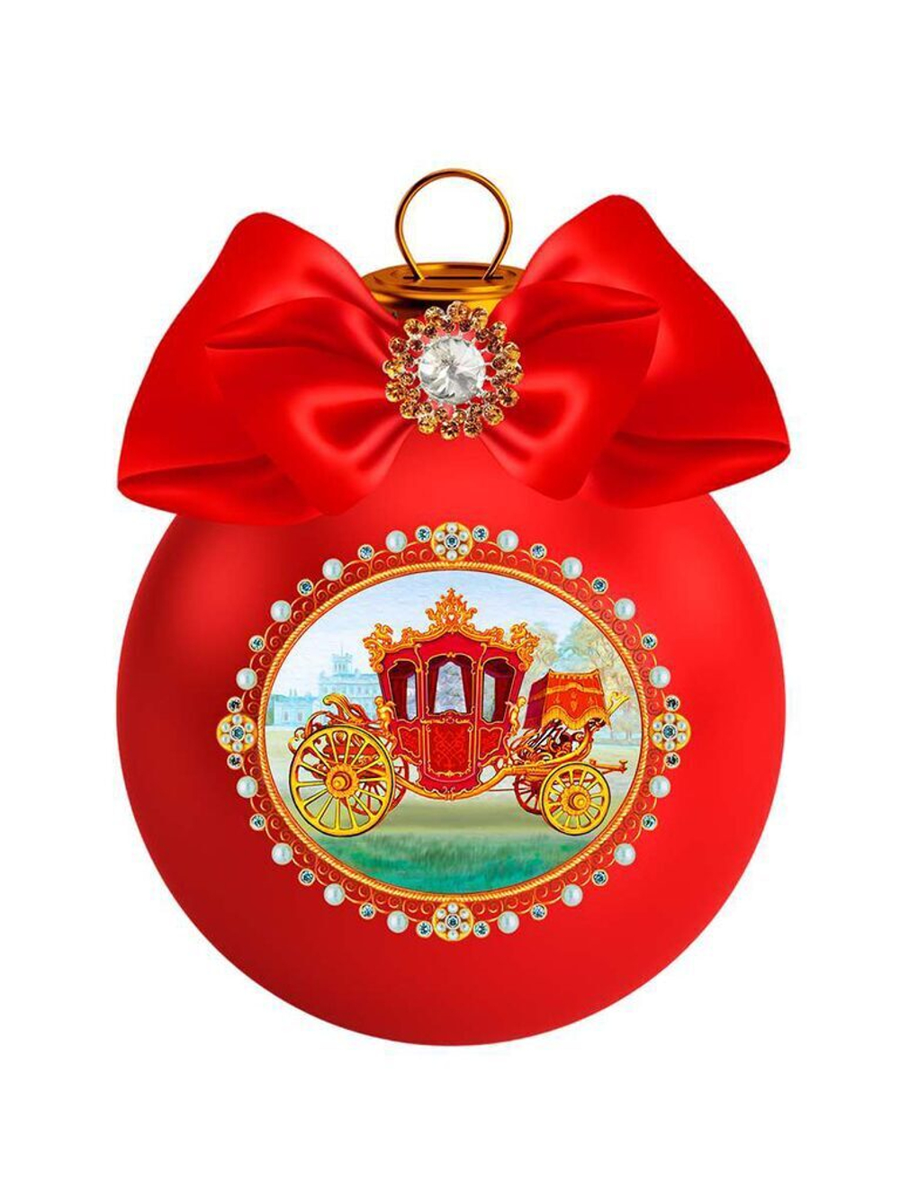 Ёлочный шар 8 см "Царская карета" стекло