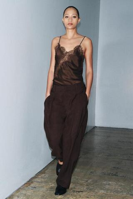 ZARA БРЮКИ-МОРКОВКИ С ПРЯЖКОЙ — ZW COLLECTION, ШОКОЛАДНЫЙ