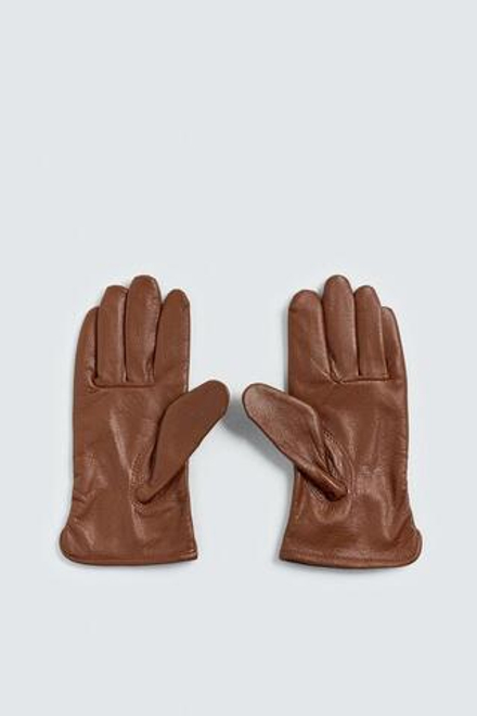 ZARA КОЖАНЫЕ ПЕРЧАТКИ, КОРИЧНЕВЫЙ