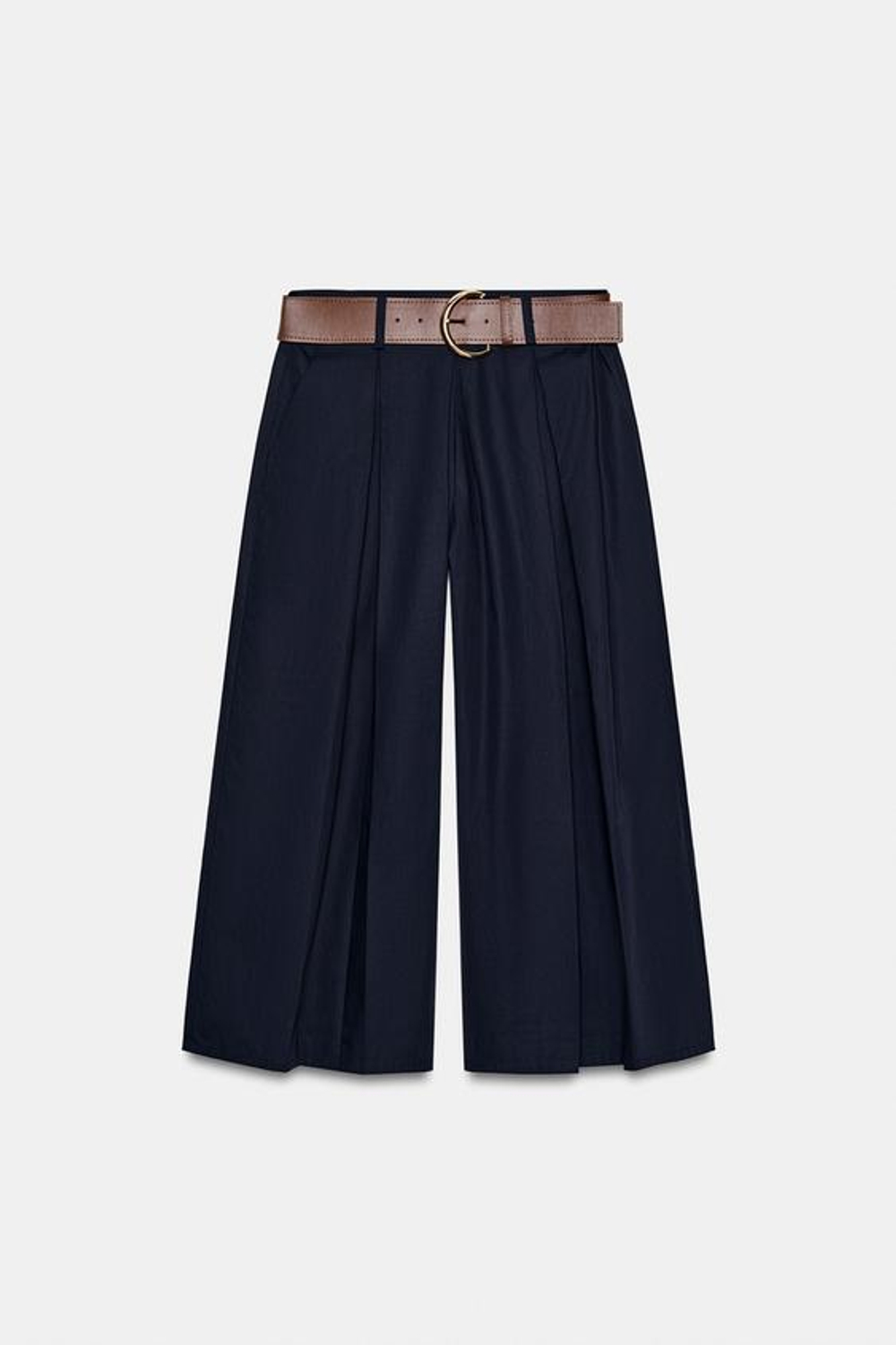 ZARA БРЮКИ-КЮЛОТЫ С РЕМНЕМ, МОРСКОЙ СИНИЙ