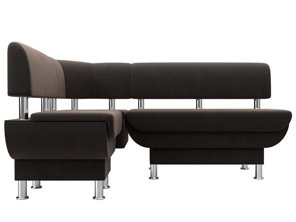 Диван кухонный угловой Альфа левый угол, Коричневый, Велюр, 116695L