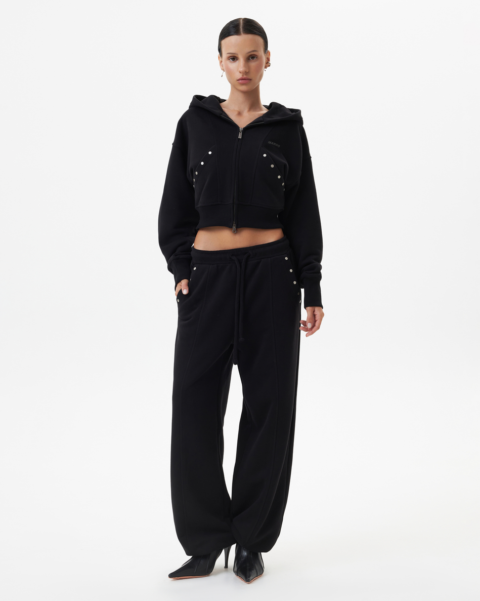 BLACK CROPPED HOODIE