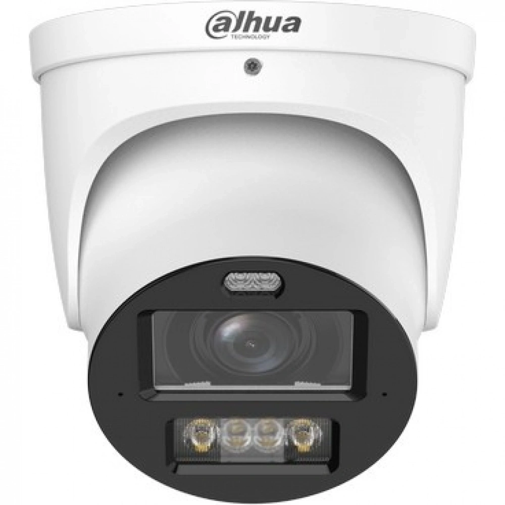 Уличная купольная IP-видеокамера Dahua WizColor 4Мп; 1/1.8” CMOS; моторизованный объектив 2.7~12мм (4x); LED 50м, ИК 50м; сигнализация красно-синей подсветкой; IP67; метал
