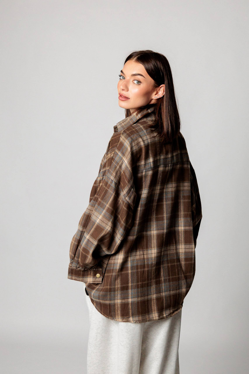 Рубашка женская арт. 8876 цвет "серо-коричневый"