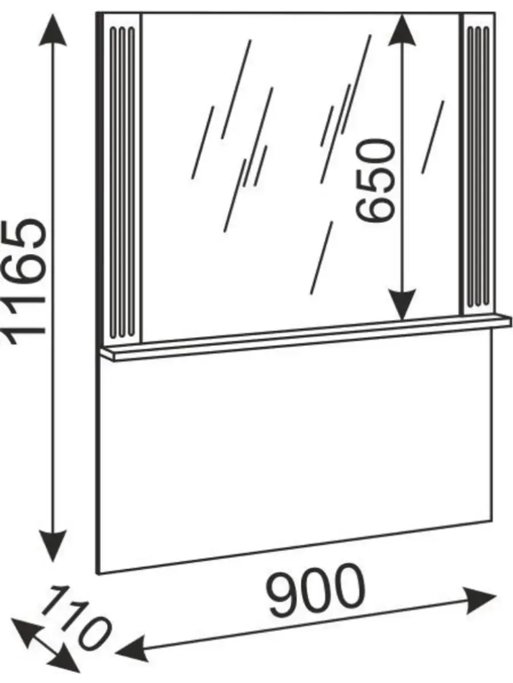 Туалетный столик с зеркалом, ящиками 90х35х75 см