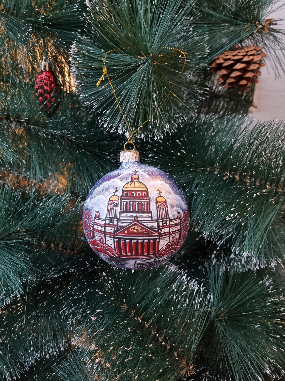 Шар стеклянный "Исакиевский собор",  ручная роспись