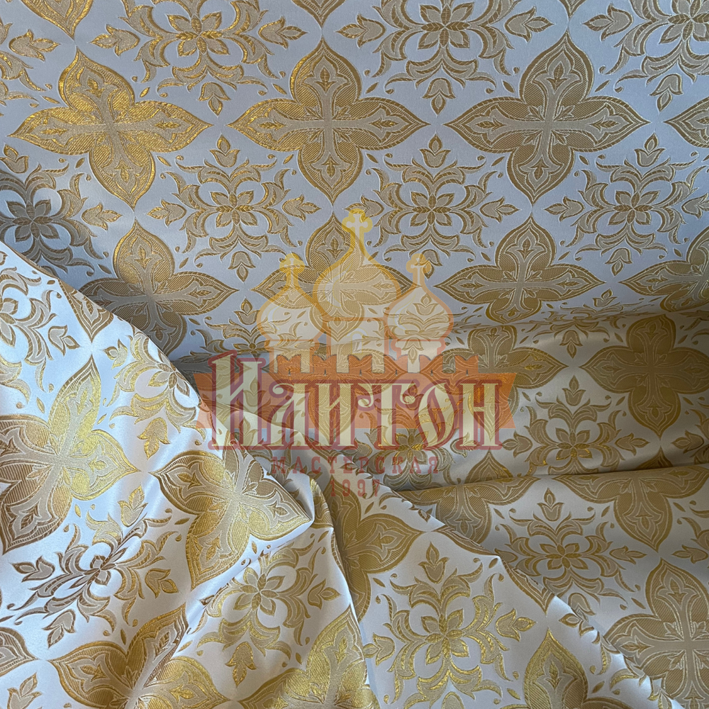 Парча "Вера" белая с золотом