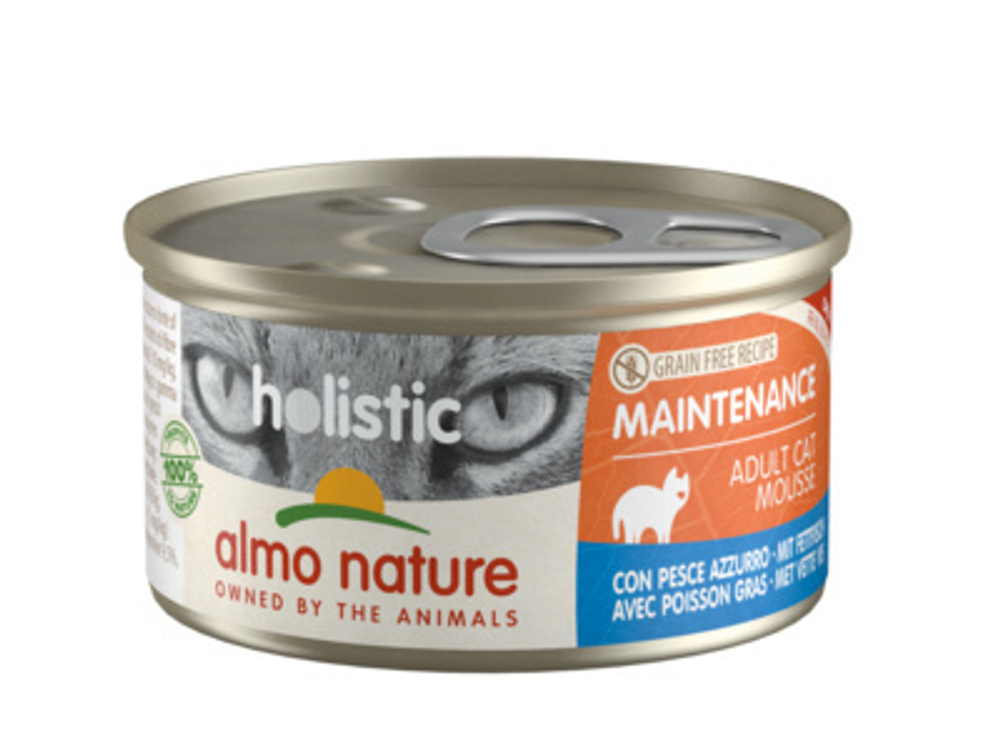 Almo Nature Консервы для кошек с жирной рыбой (Holistic Cat wet Maintenance - with Oily Fish) 0,085 кг x 1 шт.