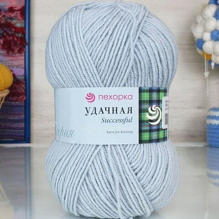 Пряжа Пехорка "Удачная" 50% шерсть, 50% акрил 5х100г/250м 08 Св.серый