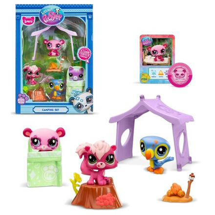 Littlest Pet Shop - Набор для кемпинга с тремя животными 3-PAK + аксессуары LPS00574